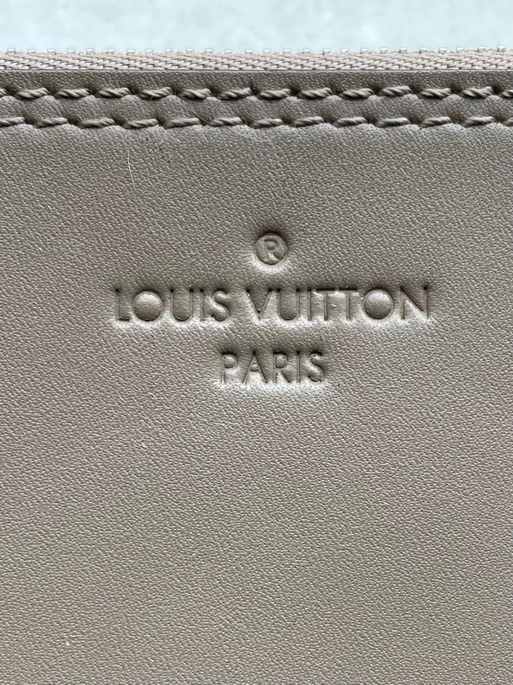 Louis Vuitton Mahina Hina Leather Pouch Wristlet in Galet Taupe